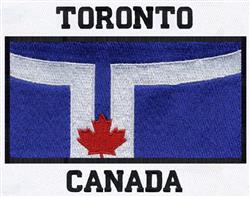 Bold text design featuring 'TORONTO' and 'CANADA' on a blue background with white lettering and a red maple leaf.