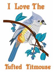 bird detailed machine embroidery - Tufted Titmouse perfect for patchwork quilt blocks