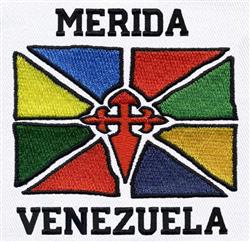 Bold flag design with a central red cross, vibrant blue, green, yellow quadrants, and stark black lettering.