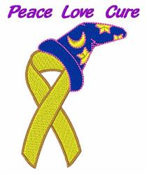 Playful wizard hat in purple with blue and yellow stars, featuring a cheerful yellow ribbon for awareness.