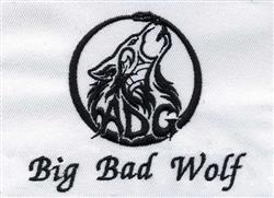 Bold wolf head howling within a circular border, featuring 'ADG' and 'Big Bad Wolf' text in a graphic style.