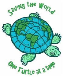World Turtle - 5x7 turtle detailed machine embroidery design for reusable tote bags