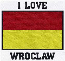 Vibrant flag with bold red and yellow stripes featuring 'I LOVE' and 'WROCLAW' in black text, suitable for souvenirs.