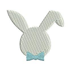 Playful bunny head with large ears and a cute blue bow tie. Perfect for festive Easter decor.