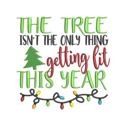 Tree Lit - 5x7 tree detailed machine embroidery design for Christmas Sweaters