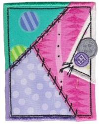 Applique abstract patchwork design featuring vibrant geometric shapes, playful polka dots, and intricate stitching.