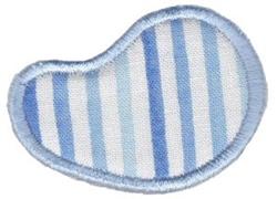 Applique bean shape patch featuring light and dark blue striped pattern with a light blue outline, modern design.