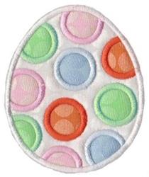 Applique Easter egg with colorful dots in green, pink, orange, and blue against a white background for Easter.