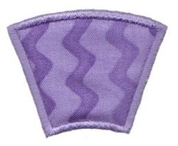 Applique zigzag-patterned patch featuring a soft purple backdrop with varying shades of purple, ideal for casual clothing.