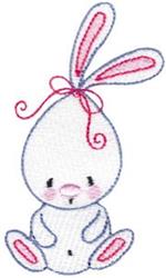 Cute bunny with pink ears and a bow, perfect for Easter. Soft features add charm to this whimsical design.