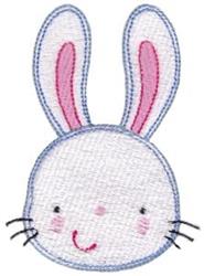 Cute bunny face with pink-tipped ears and delicate whiskers, perfect for Easter-themed children's items.