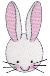 Cute bunny face with long ears and pink cheeks, perfect for Easter-themed embroidery projects.