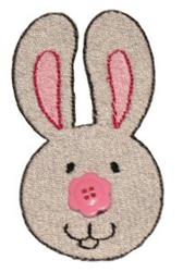 Cute bunny face with pink ears and a button nose in soft beige, perfect for whimsical Easter décor.