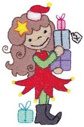 detailed christmas Christmas elf machine embroidery pattern - Christmas Pixie for kitchen tea towels