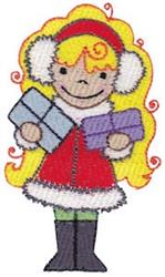 Christmas elf detailed machine embroidery - Christmas Pixie for reusable tote bags