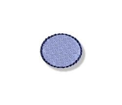 Circle patch in light blue with dark blue border, featuring a minimalistic design and clean texture.