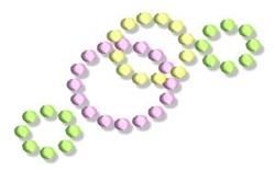 Abstract design with circular shapes in pastel pink, yellow, and green, featuring a playful, light aesthetic.