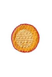 Circular embroidered patch featuring a vibrant yellow center with a bold orange border, playful and cheerful design.
