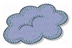 Stylized cloud in light blue with dark blue outline, featuring gentle curves, perfect for playful decor.