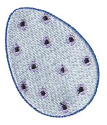Decorative egg in light blue with purple dots and a cheerful blue outline, perfect for Easter celebrations.