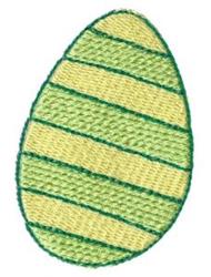 Colorful Easter egg design with green stripes and a yellow oval shape, perfect for festive décor.