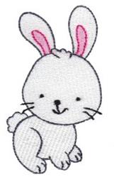 Cute rabbit with white fur, pink ears, and a smiling face, perfect for Easter celebrations.