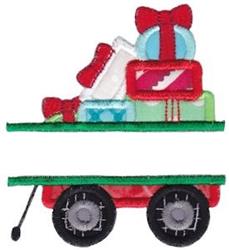 detailed christmas split applique machine embroidery pattern - Gift Wagon Split for patchwork quilt blocks