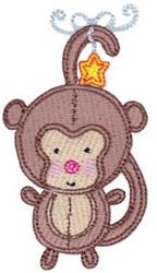 Cute monkey with light brown fur, pink cheeks, and a playful star accessory, perfect for children's items.