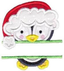 Penguin Split - 4x4 penguin applique machine embroidery design for kitchen aprons