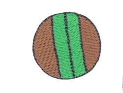 Round patch with a brown background, featuring two vertical green stripes. Simple and colorful design.