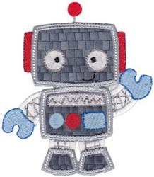 Tiny Robot Applique - 5x7 robot applique embroidery design for patchwork quilt blocks