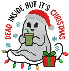 detailed christmas ghost machine embroidery pattern - Dead Inside for reusable tote bags