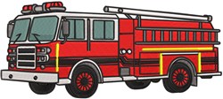 detailed engine machine digital embroidery pattern - Fire Engine perfect for T-shirts