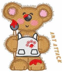 Art Attack - 4x4 bear detailed machine embroidery design perfect for kitchen aprons