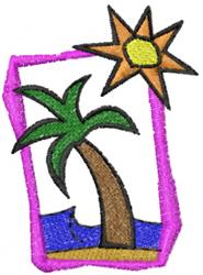 beginner-friendly summer sunflower machine embroidery pattern - Beach for Travel Bags