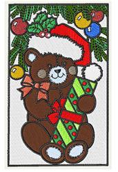 detailed christmas bear machine embroidery pattern - Bear 4 for decorative pillow covers
