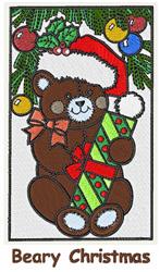 detailed christmas bear machine embroidery pattern - Bear 4 for patchwork quilt blocks