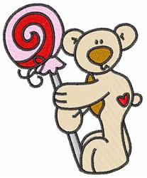 detailed bear machine embroidery pattern - Bear Lollipop for Party Invitations
