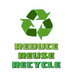 Reduce Reuse Recycle Embroidery Design | EmbroideryDesigns.com