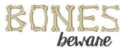 beginner-friendly halloween beware machine embroidery pattern - Bones Beware for kitchen aprons