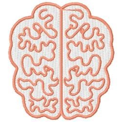 Outline of a brain in light peach, featuring flowing lines on a white background, minimalist style.