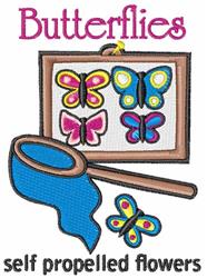 Colorful butterflies in a playful FSL frame with a blue net, perfect for children's projects.
