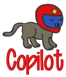Playful cat in cartoon style with a red helmet and yellow star, featuring bold 'Copilot' text below.