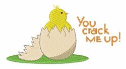 Playful yellow chick emerging from a cracked egg, surrounded by green grass, perfect for Easter celebrations.