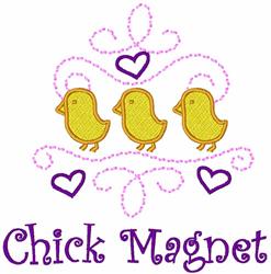 Three cheerful yellow chicks with purple hearts, playful Easter design perfect for quilting.
