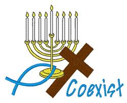 Coexist - 4x4 cross detailed machine embroidery design for decorative pillow covers