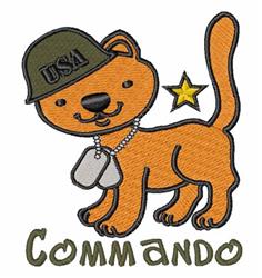 detailed kitten machine embroidery pattern - Comando Cat for decorative pillow covers