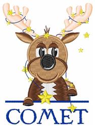 Comet - 4x4 reindeer detailed machine embroidery design perfect for kitchen tea towels