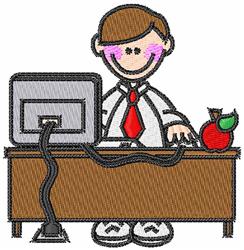 Computer Man - 4x4 man detailed machine embroidery design for decorative pillow covers