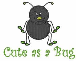 Playful cartoon insect with a round black body and green accents, featuring 'Cute as a Bug' text below.